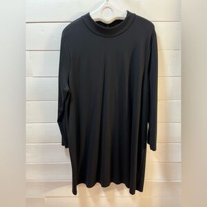 WOMANCE  black dress size 3x dress, high collar, zipper at the back.